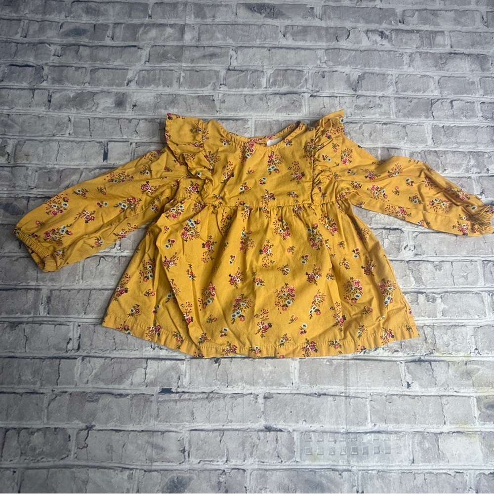 EUC Wonder Nation Yellow Floral Kids Top Size 18 Months